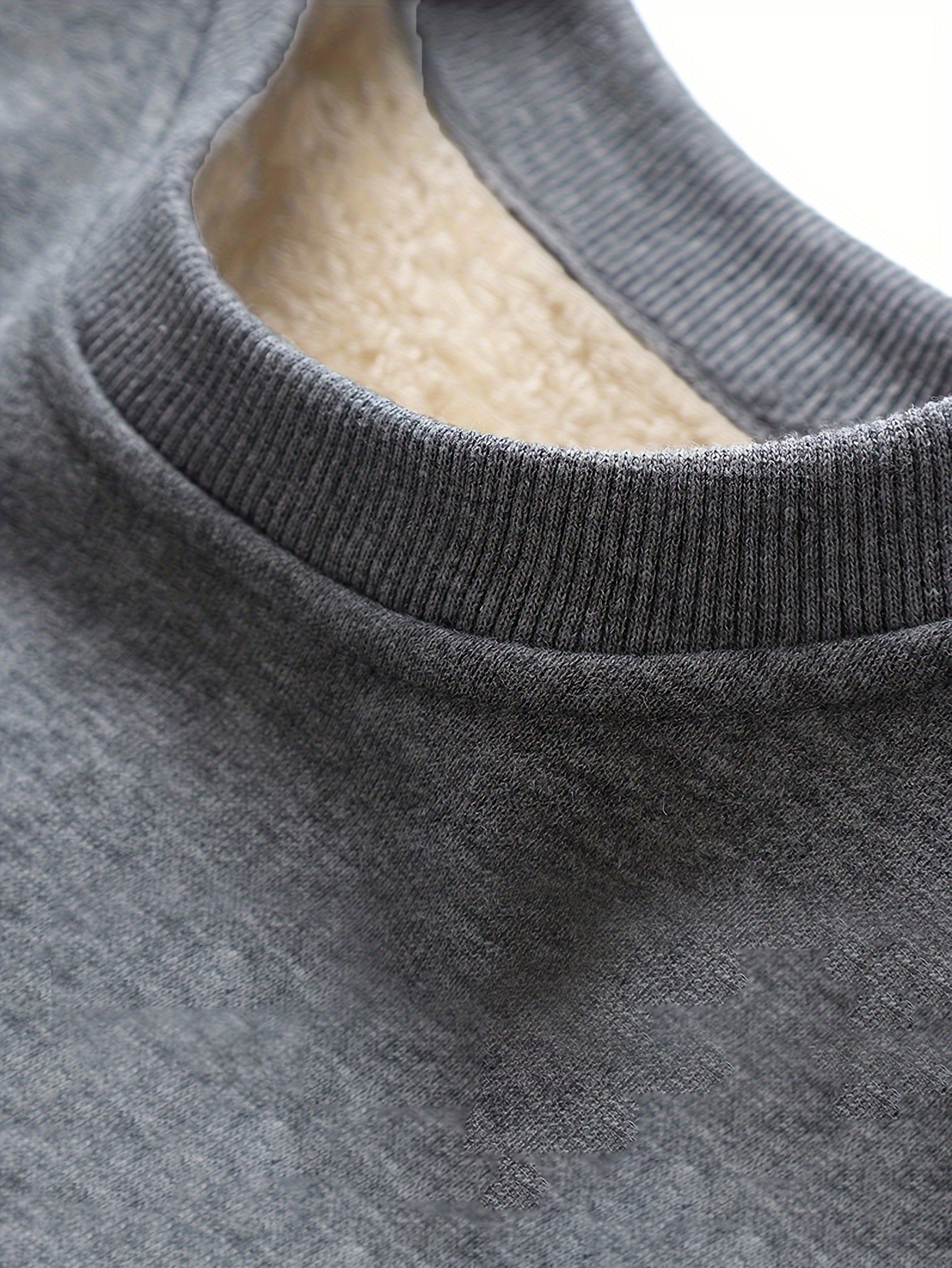 Sweatshirt mit Rundhalsausschnitt und Kreuzdruck für Herren, Pullover für Männer, Fleece-Sherpa-gefüttert, Sweatshirts für den Winter und Herbst, Langarmshirts