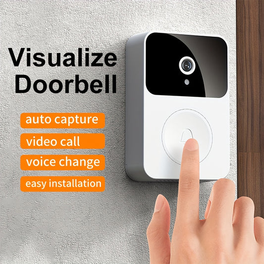 1pc Doorbell Camera Wireless,Intelligent Visual Doorbell Home Intercom HD Night Vision WiFi Rechargeable Security Door Doorbell,Two-Way Calls,Photo,Recording,APP Control,Voice Change Function (White) Build-in Battery