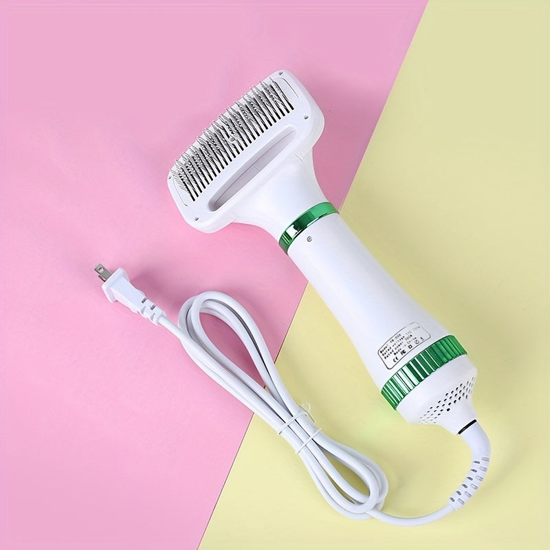 Séchoir à toilettage automatique pour animaux de compagnie, sèche-cheveux portable 2-en-1 et brosse de toilettage pour chiens et chats-Séchage lisse et efficace, réduit la mue et les enchevêtrements