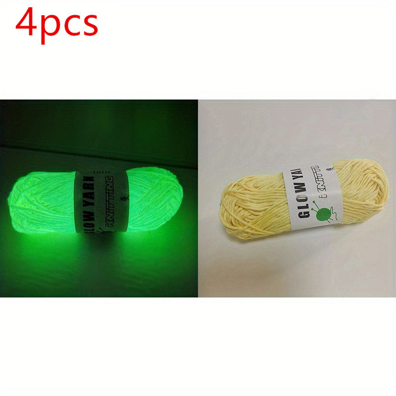 4pcs Glow In The Dark Yarn, 50m\u002Froll DIY Arts Crafts Sewing Supplies For Crocheting