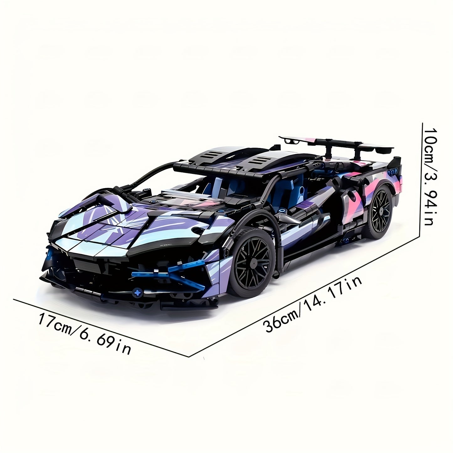 1314+pcs-Classic Purple Sports Car Assembly Block - 1:14 Race Car Model Toy for Christmas\u002FBirthday Gift