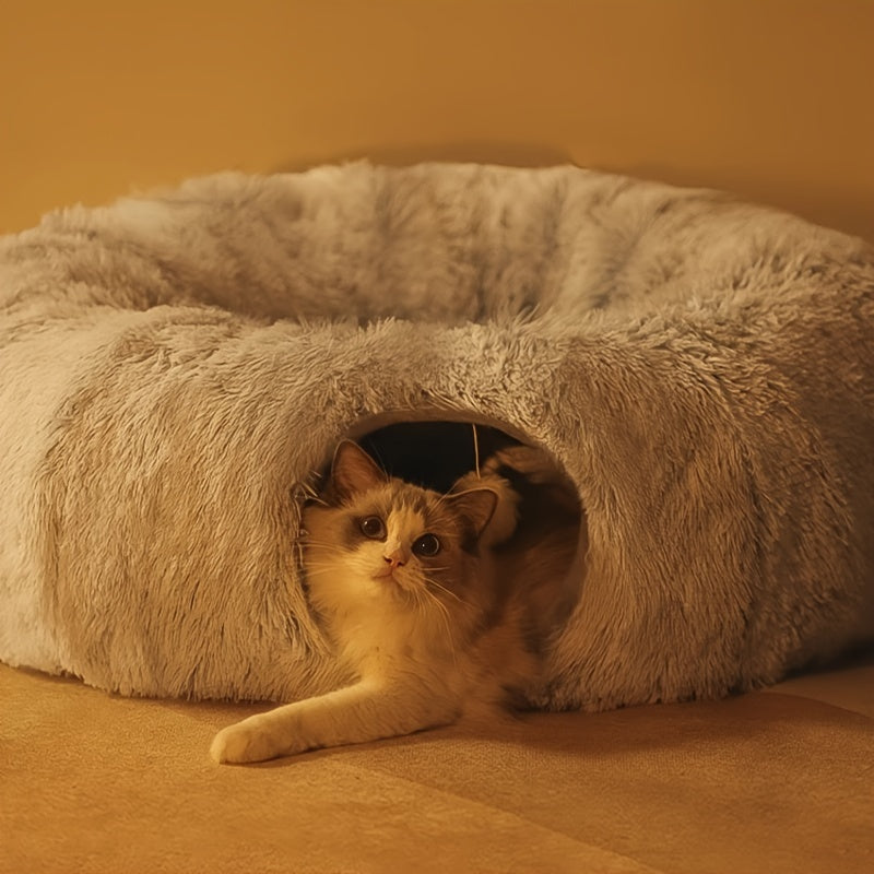 Cat Nest Winter Warm Cat Tunnel Bed, Cama de gato universal Four Seasons, Casa de gato desmontable y lavable