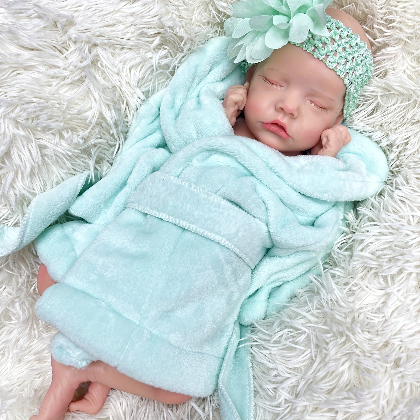 17.72 Inch Whole Soft Silicone Reborn Dolls, Painted Sleeping Realistic Full Body Soft Solid Silicone Reborn Dolls, Christmas Gift