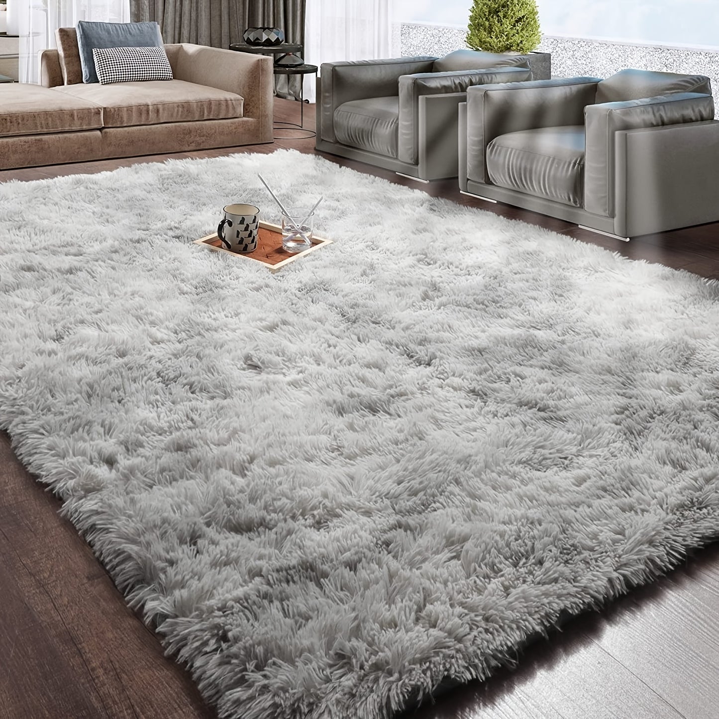 1pc Furry Floor Mat, Modern Bedroom Area Rug Non-Slip Large Fluffy Shaggy Indoor Carpet, For Home Living Room Decor (78.7*110.2in)