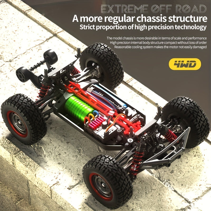 1:16 High-Speed Brushless Off-Road Vehicle: 4WD Sports Car With Metal CVD Front Drive Shaft, Metal Rear Dog Bone, Metal Wheel Cup,  Metal Front And Rear Arm Code, Metal Drive Shaft, And LED Light