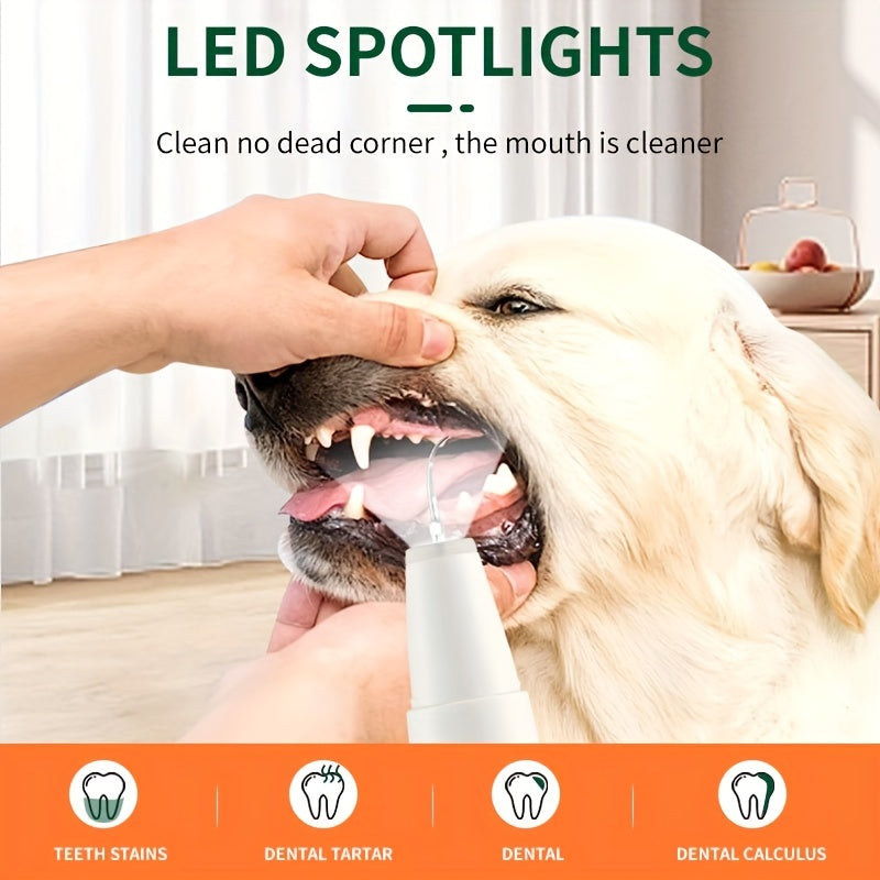 Kit de nettoyage des dents pour animaux de compagnie avec lumière LED pour chiens, 5 modes pour le soin des dents pour enlever les taches de calcul, la plaque de brosse à dents imperméable à l'eau et le tartre