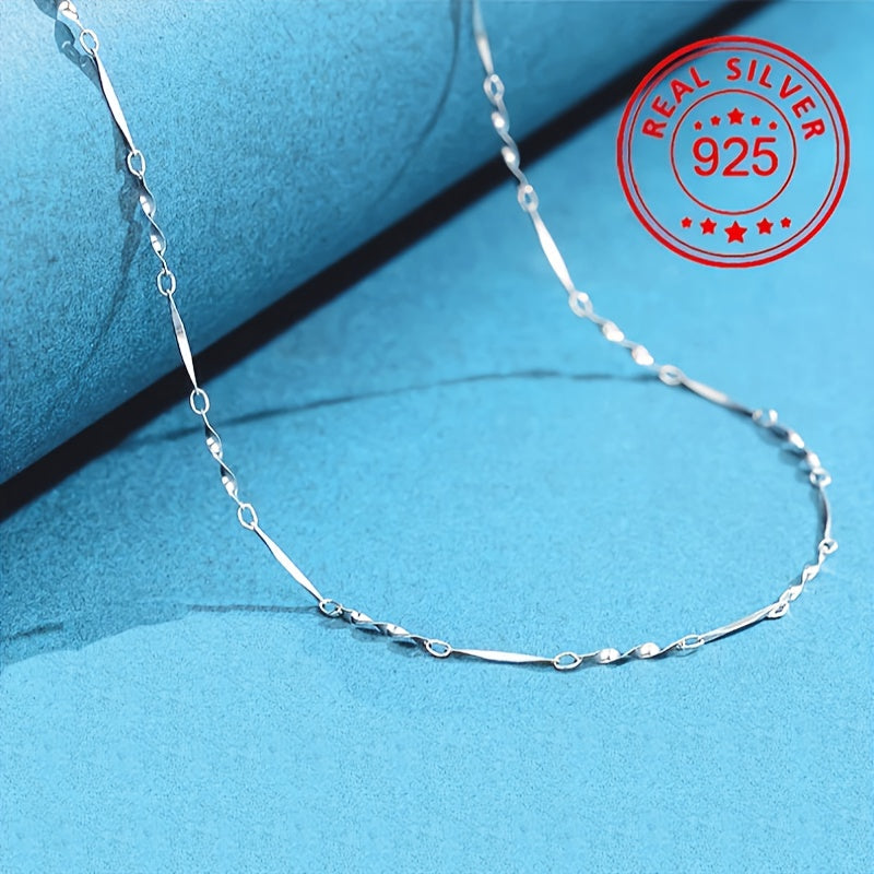 925 Sterling Silver Simple Clavicle Chain Necklace Hypoallergenic Minimalist Style Necklace For Women Girls Daily Wear