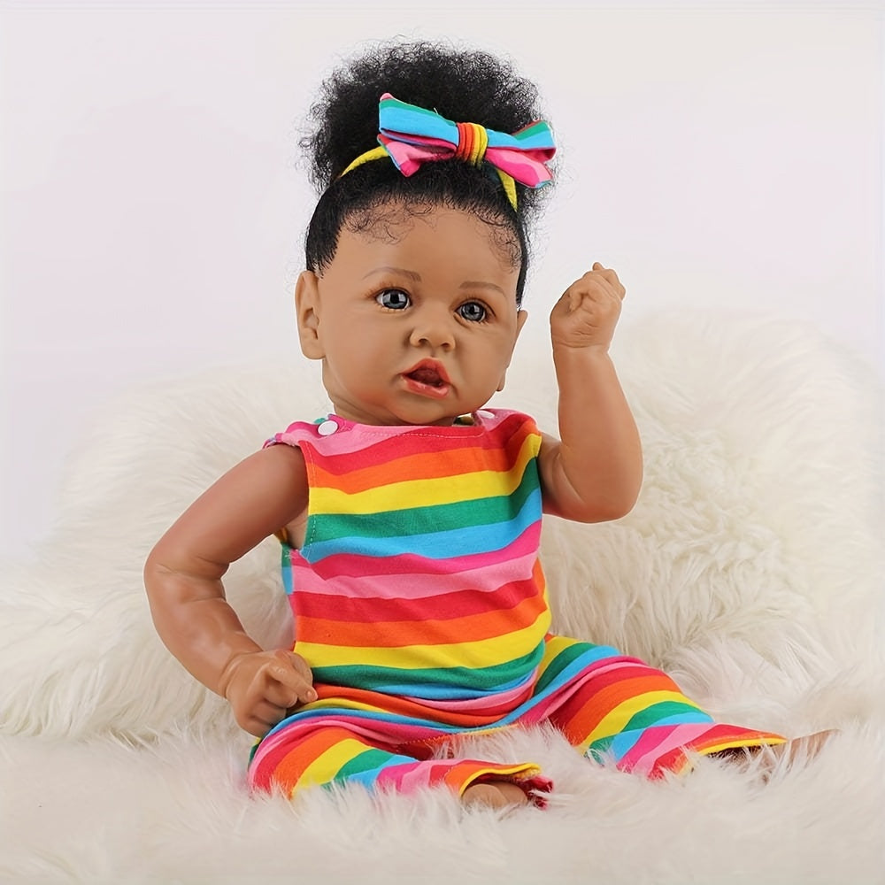 Renacer Baby Dolls Afroamericano Silicona Extremidades Realista Baby Doll Con Cuerpo Suave Regalo de Cumpleaños, Navidad \ u002FHalloween \ u002FThanksgiving Regalo