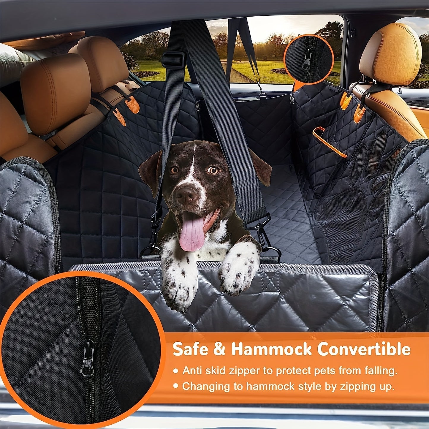 Dog Car Seat Cover for Back Seat, 100% Waterproof Dog Car Hammock with Visual Mesh Window and Side Zipper Car Seat & Door Protector for Pets and Child, Backseat Dog Cover for Car Truck and SUV