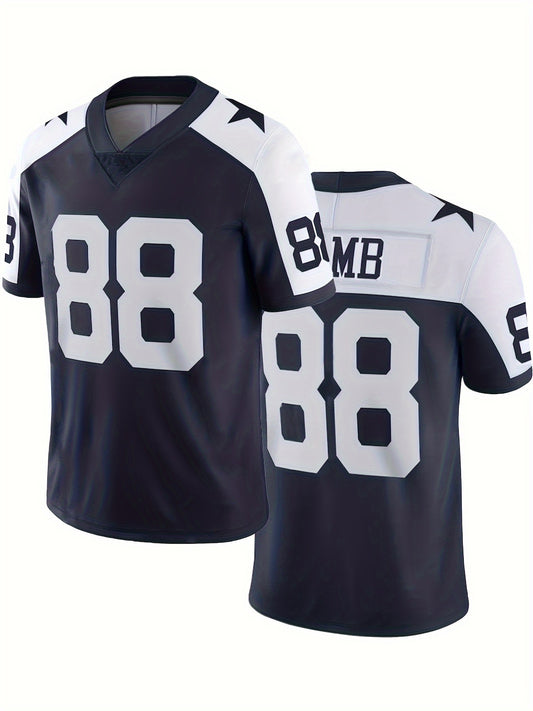 Plus Size #88 American Football Star Gratitude Edition Jersey T-Shirt, Casual V-Neck Sports Loose Tee, Activewear Tops For Men And Women