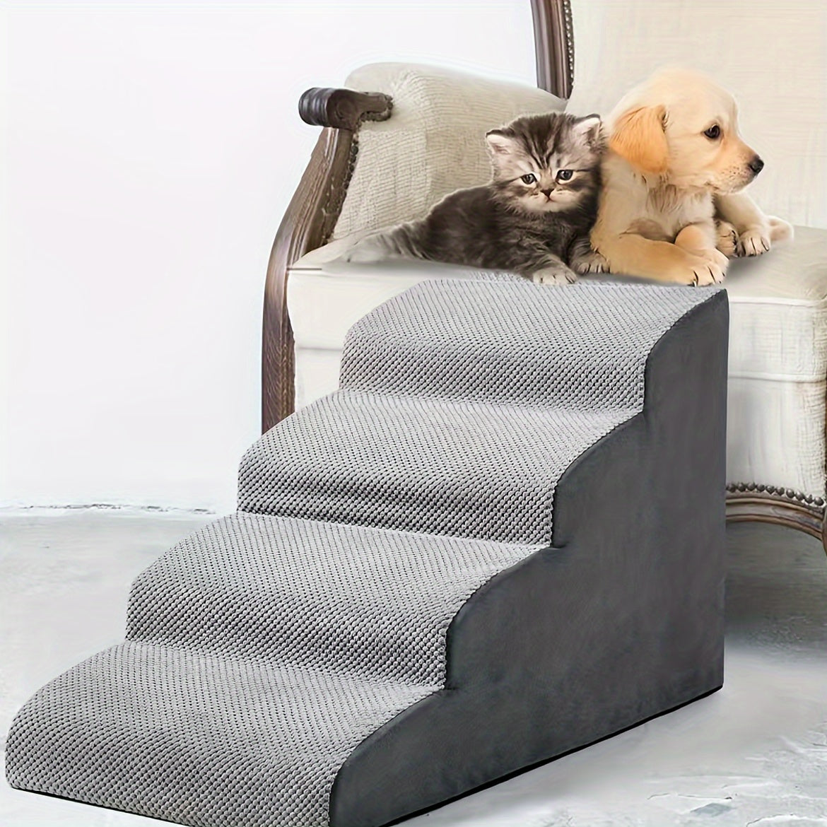 Pet Stairs, 4 Steps Dog Stairs Ramps For Bed, Non-slip Pet Steps, Removable And Washable Sofa Bed Ladder For Dog