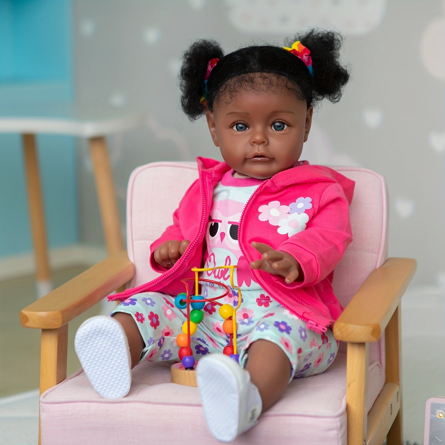 High Quality Hand Painted 24 Dark Brown Reborn Toddler Doll With Soft Cloth Body And Rooted Hair , Halloween\u002FThanksgiving Day\u002FChristmas Gift