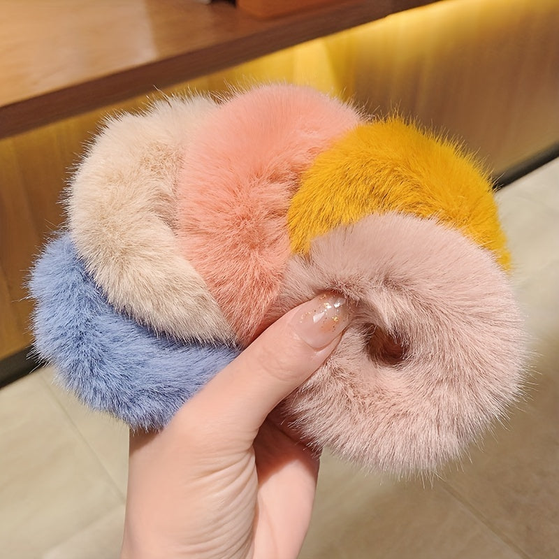 16 Pcs Fuzzy Hair Scrunchies Soft Knit Hair Elastic Band For Women Party Daily Hair Accessories Cute Autumn Winter Hair Styling Decoration For Women Girls