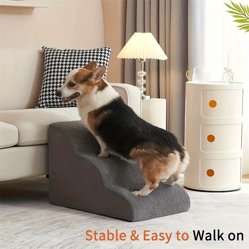 Dog Stairs For Small Dogs, 3\u002F4 Step Dog Stairs For High Beds And Couch, Folding Pet Steps For Small Dogs And Cats, And High Bed Climbing, Non-Slip Balanced Dog Indoor Step, Grey