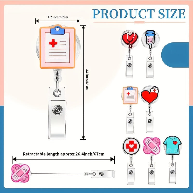 10pcs\u002FMedical Style Scalable Cute ID Card Easy Pull Buckle Rope Chest Card Nurse Office Supplies Certificate Clip Decorative Gift