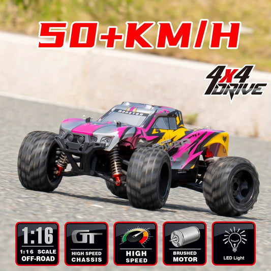 Remote Control Car,1:16 Full Scale 50Km\u002Fh High Speed 4WD Upgraded Brush Motor Drift Off-Road Truck,All Terrain Monster RC Car