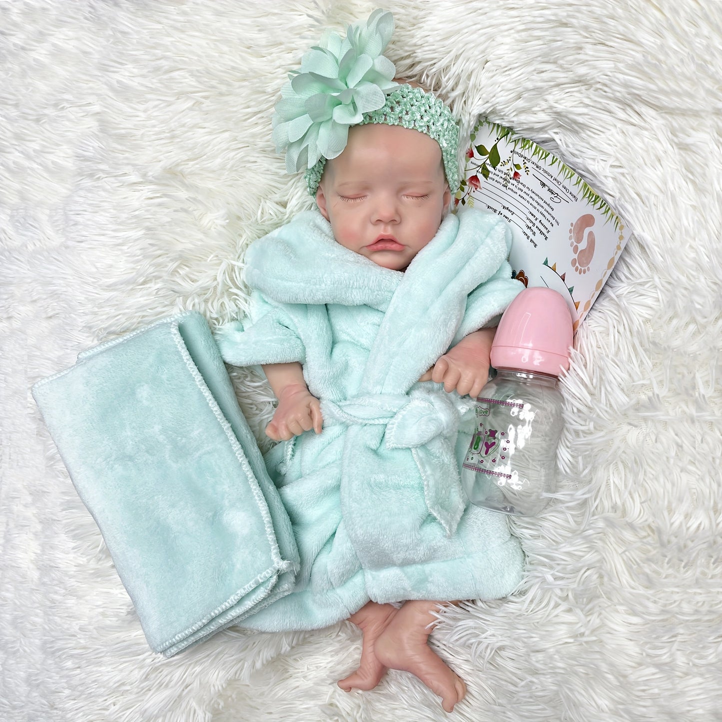 17.72 Inch Whole Soft Silicone Reborn Dolls, Painted Sleeping Realistic Full Body Soft Solid Silicone Reborn Dolls, Christmas Gift