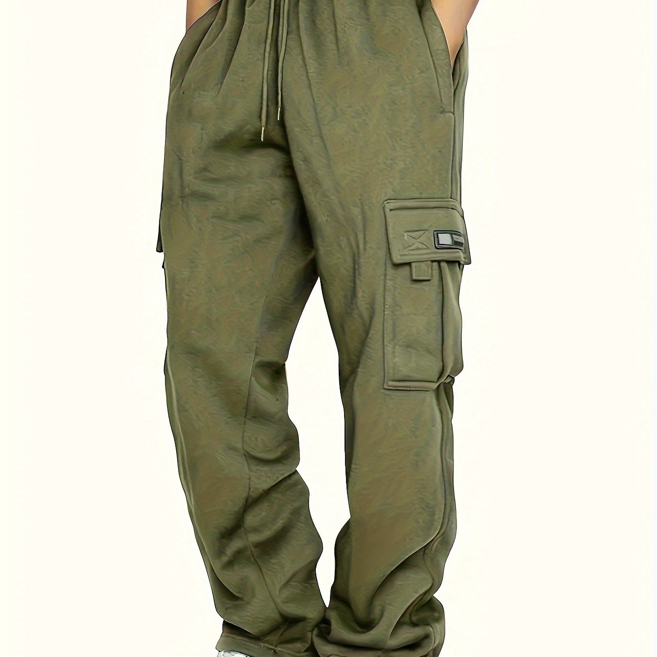 Men's Multi Pocket Cargo Pants, Casual Loose Fit Sports Pants