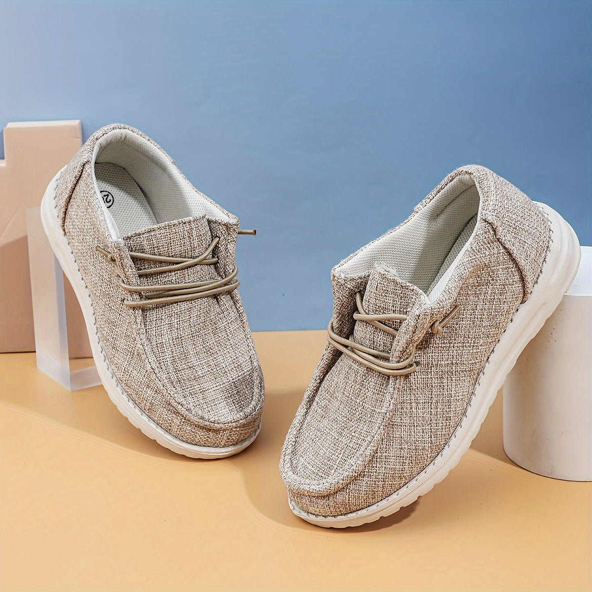 Boy's Trendy Solid Woven Knit Breathable Loafer Shoes, Comfy Non Slip Casual Sneakers For Kids Outdoor Activities