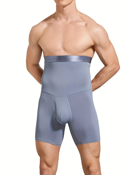 Men's Tummy Control Shorts High Waist Slimming Shapewear Body Shaper Leg Underwear Briefs, Grey