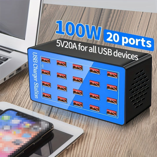 20-Port USB Charger Station: 100W\u002F20A Fast Charging For All Your USB Devices!