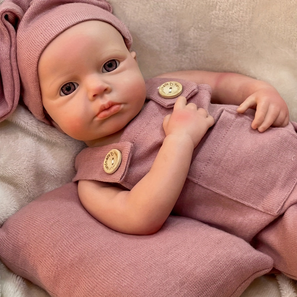 17.72inch Open Eyes Full Body Solid Platinum Silicone Bebe Reborn Girl With Artist Oil Painted Skin Handmade Soft Toch Silicone Reborn Doll Can Have Bath Reborn Doll Toy For Christmas Gift