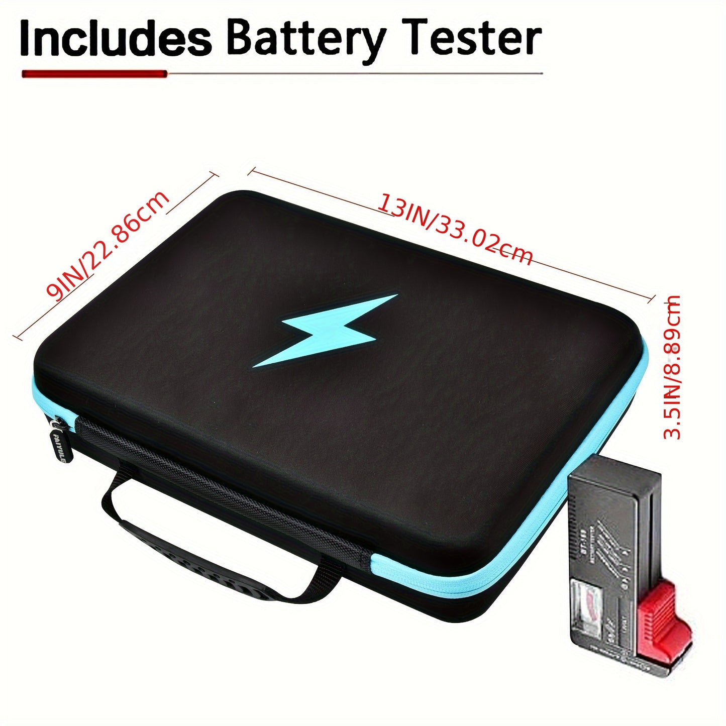 Battery Organizer Storage Case Box With Tester Checker, 220+ Batteries Holder Bag Fits For AA AAA AAAA 9V C-D Lithium 3V LR44 1.5V CR1632 CR2032 Home Garage Container