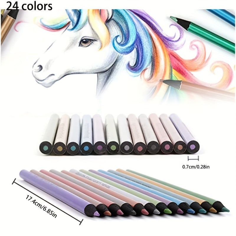 24 Vibrant Metallic Colored Pencils - Unleash Your Creativity with These Art Supplies!