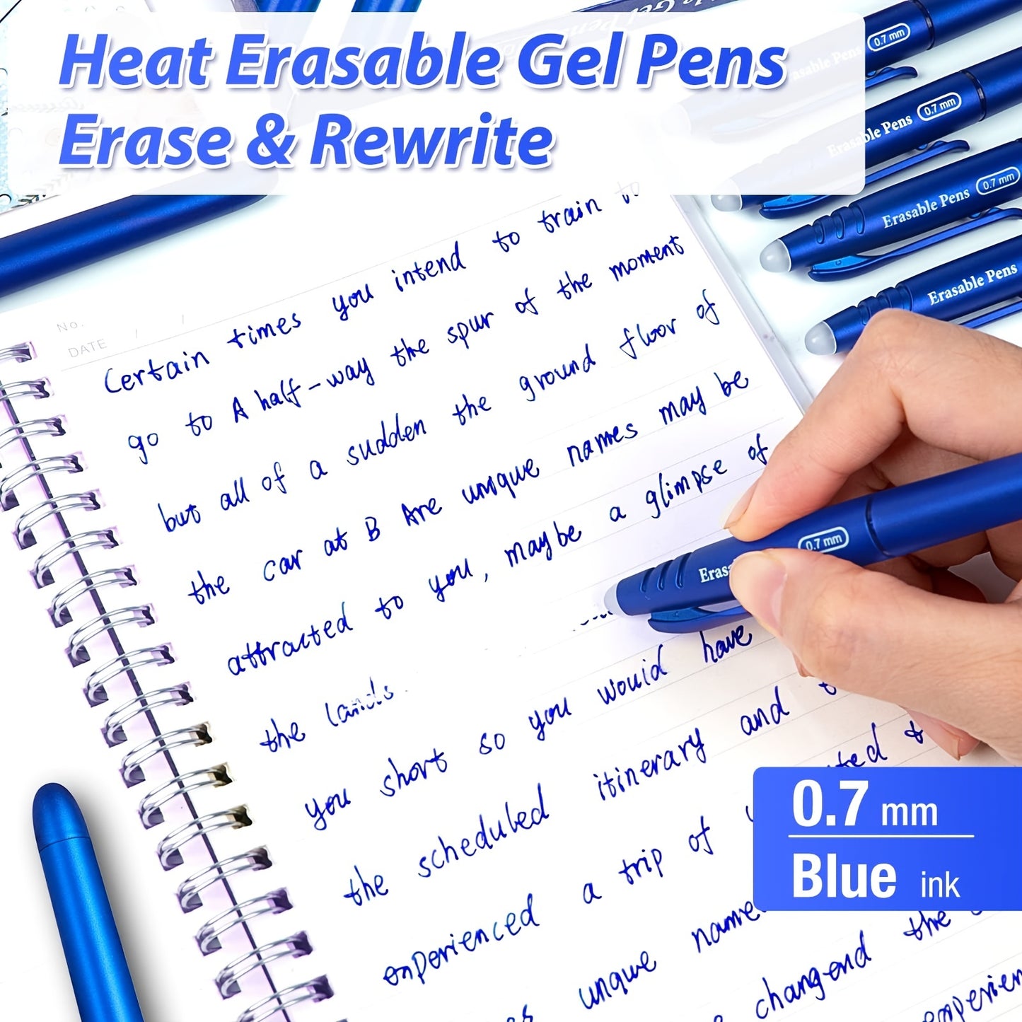 8 Erasable Ballpoint Pen Erasable 0.7 Mm Erasable Rollerball Pen Erasable Gel Pen Eraser Pen For School Supplies Office Supplies Students