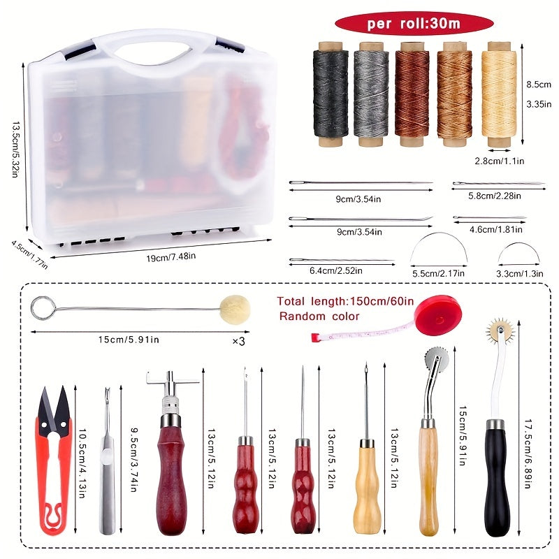 1set Outils d'artisanat en cuir Outils de travail en cuir Kit avec sac de rangement Outils de sculpture en cuir Fabrication d'artisanat en cuir pour couper Poinçonnage Couture Sculpture Estampage Kit d'outillage en cuir