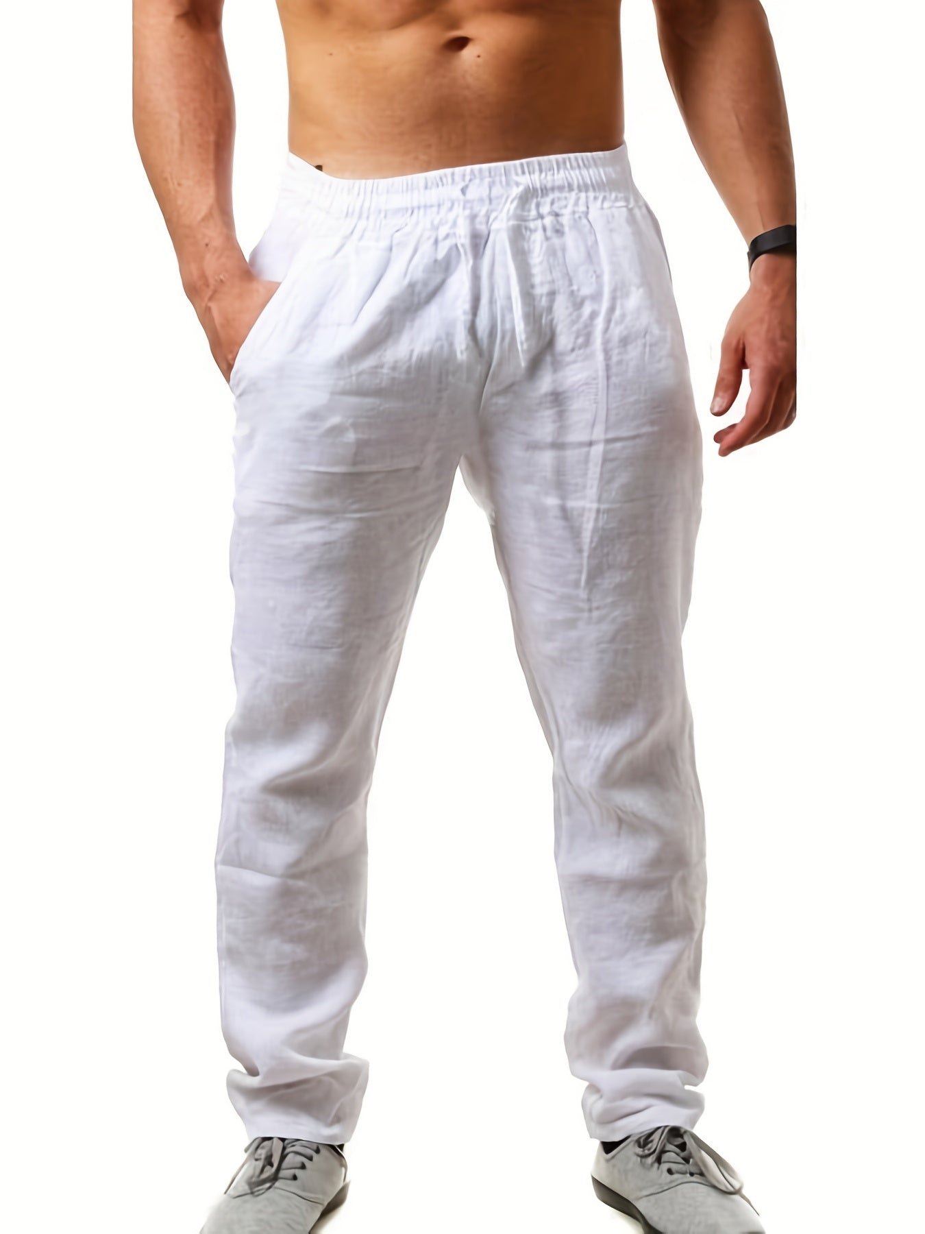 Color sólido cordón Pantalones de chándal Loose fit hombres casual joggers para primavera otoño