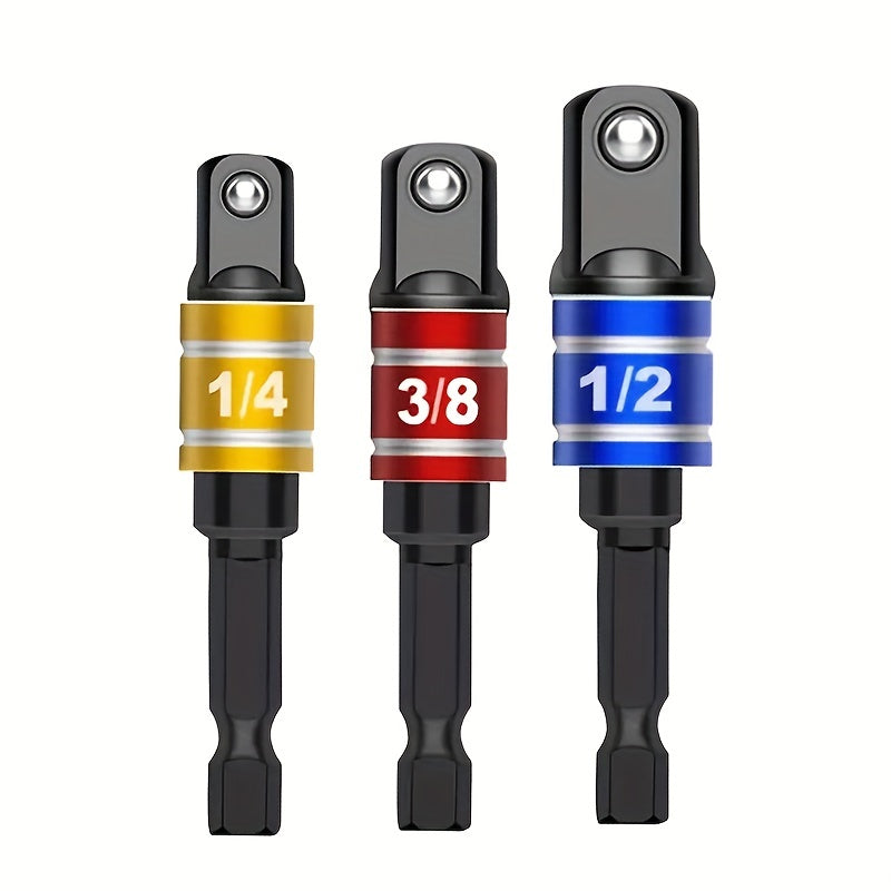 4pcs Set Electric Drill Extender Impact Grade Power Hand Tools, Driver Sockets Adapter Extension Set, 1\u002F4\