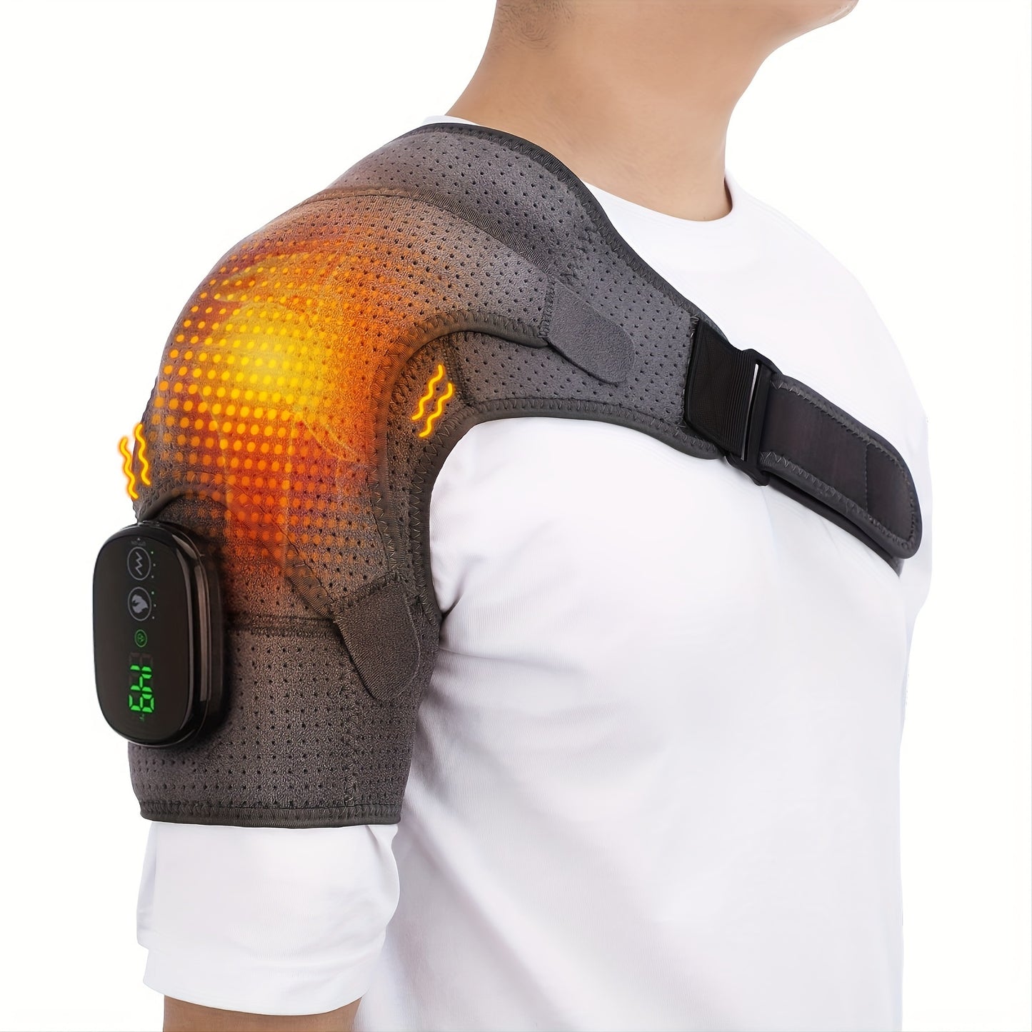 Relax And Recharge With A USB Heated Shoulder Massager Brace - Vibration Knee Heating Pad For Knee, Elbow, And Shoulder Warmers