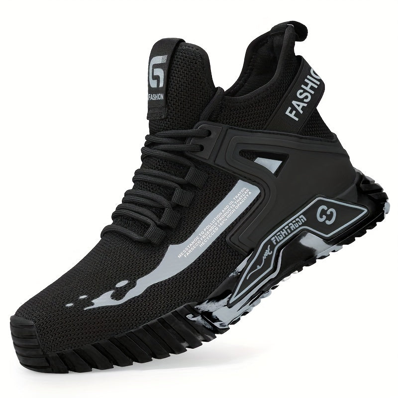 PLUS SIZE Men's Protective Steel Toe Shoes, Lace Up Comfy Sneakers, Perfect For Constructional Safety Workout Activities