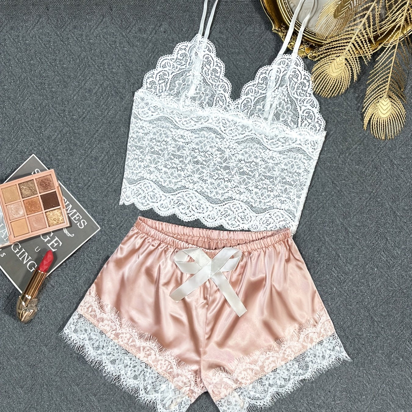 Lace Dessous Set mit Jakobs muschel besatz, BH-und Spitzen besatz, Damen-Dessous und-Unterwäsche