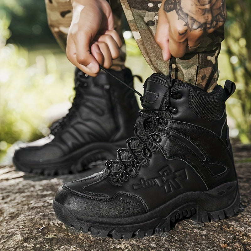 Men's Trendy High Top Lace Up Tactical Boots, Casual Outdoor Training Military Shoes With Assorted Colors