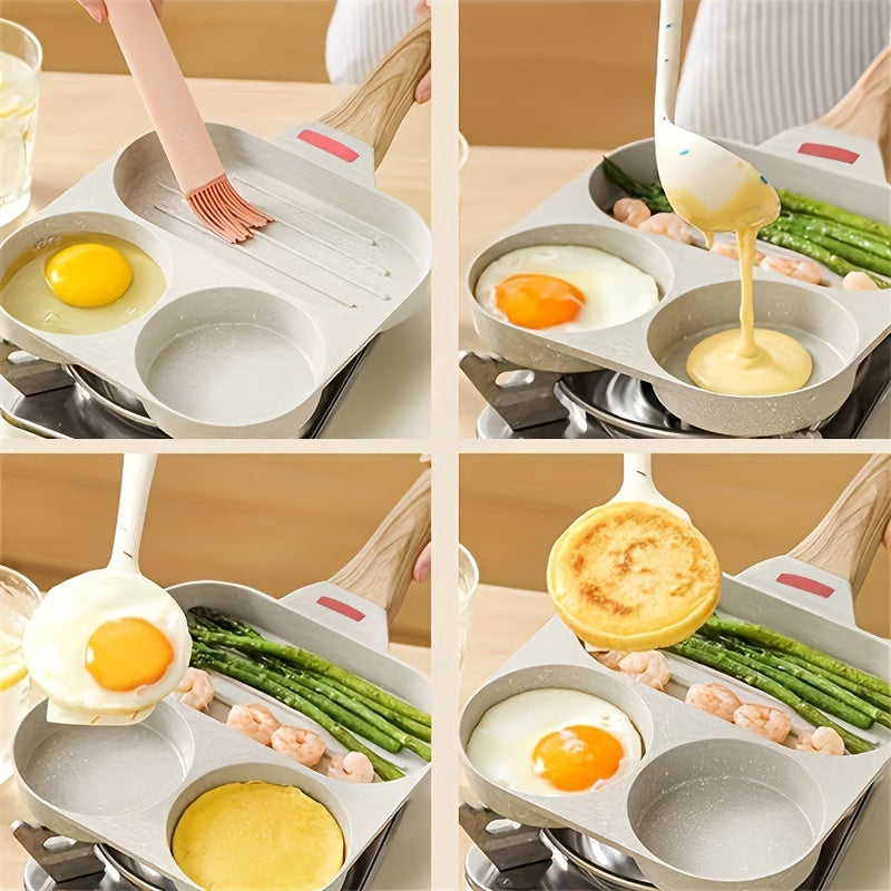 1 Pc Household Four-hole Frying Pan Kitchen Pan Non-stick Pan Breakfast Egg Hamburger Small Frying Pan Steak Pot