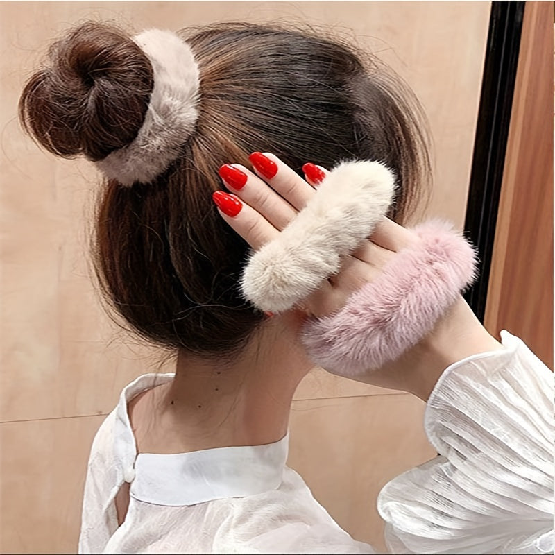 16 Pcs Fuzzy Hair Scrunchies Soft Knit Hair Elastic Band For Women Party Daily Hair Accessories Cute Autumn Winter Hair Styling Decoration For Women Girls