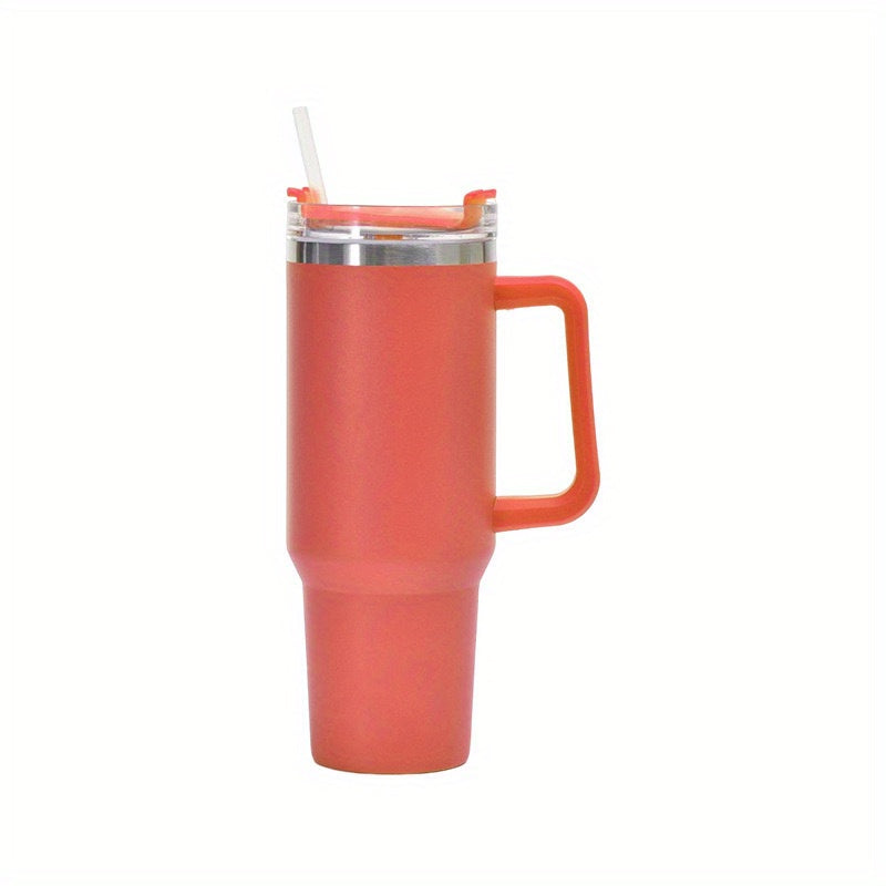 1pc, Tumbler mit Deckel und Stroh, 40oz Edelstahl Thermal wasser flasche mit Griff, tragbare Trinkbecher, für Auto, Heim, Büro, Sommer trinkwaren, Reise zubehör, Küchen artikel zu Hause, Geburtstags geschenke, Schul bedarf