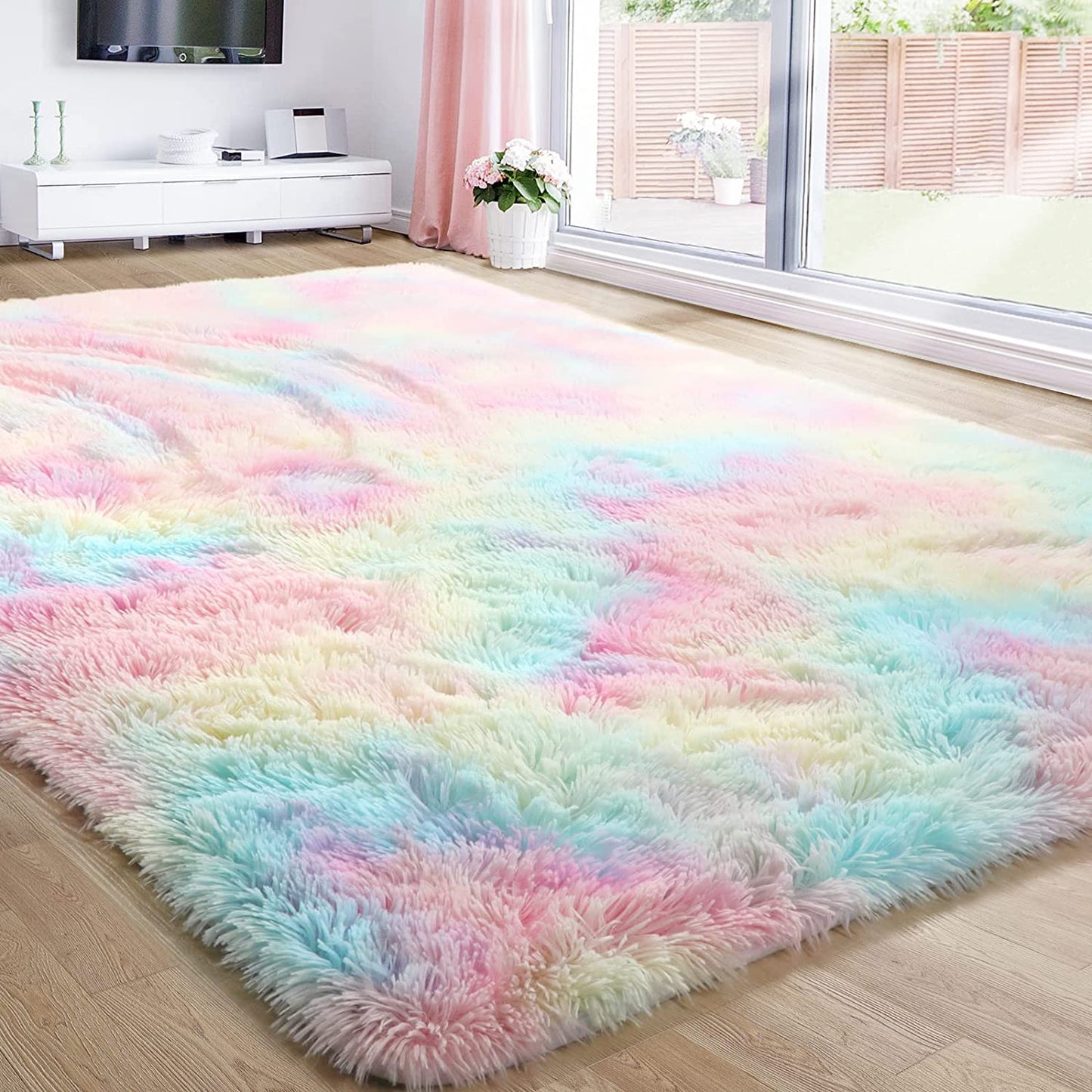 1pc Furry Floor Mat, Modern Bedroom Area Rug Non-Slip Large Fluffy Shaggy Indoor Carpet, For Home Living Room Decor (78.7*110.2in)