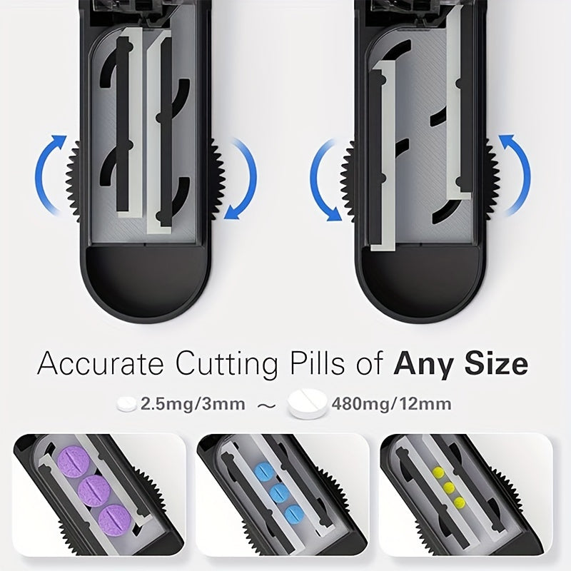 1pc Pill Cutter And Splitter With Dispenser, Easy Cut Pills For Tablet Vitamin And Big Medicine, Sharp Pill Splitter Professional