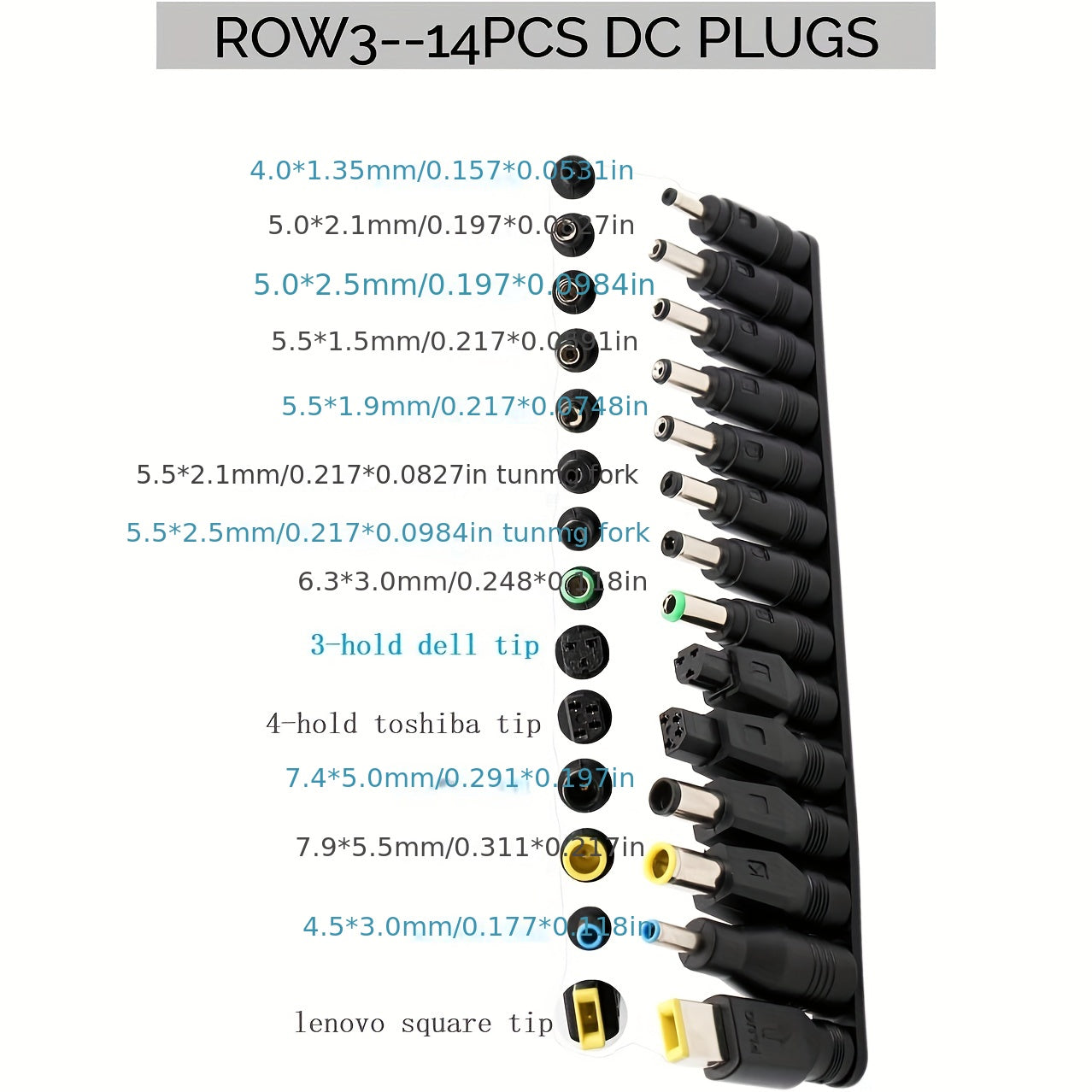 34pcs Ordinateur Portable Universel DC Plug Socket Adaptateur Connecteur Convient Pour Ordinateurs Portables