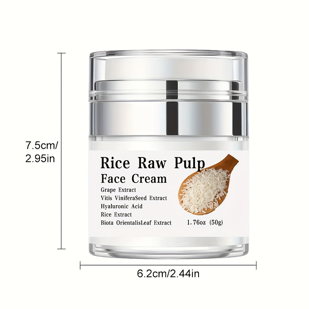 Rice Puree Cream, Face Cream With Hyaluronic Acid,Grape Extract,Rejuvenates Skin ,Moisturizing Lotion Women's Skin Care Pore Refinement, Skin Looks Visibly Younger, Firm Skin,Day And Night Cream 1.76 Oz (50g) ！