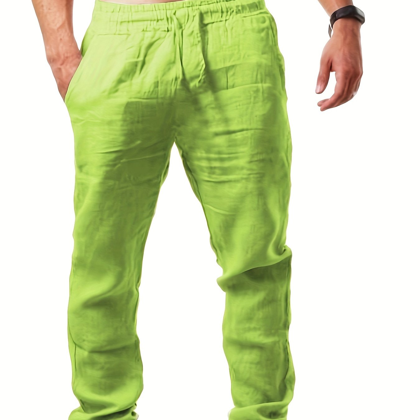 Color sólido cordón Pantalones de chándal Loose fit hombres casual joggers para primavera otoño