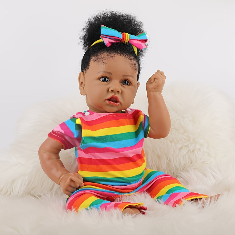 Reborn Baby Dolls African American Silicone Limbs Realistic Baby Doll With Soft Body Birthday Gift , Christmas\u002FHalloween\u002FThanksgiving Gift