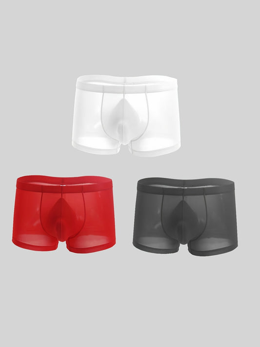 3pcs\u002Fset Men's Lightweight Breathable Ice Silk Boxer Briefs Underwear For Summer
