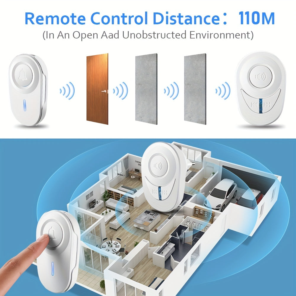 1000 Pies Timbre Inalámbrico Al Aire Libre Impermeable Casa Inteligente Timbre de La Puerta EE. UU. Plug 48 Acordos LED Flash Casa Aula Oficina de Alarma de Seguridad