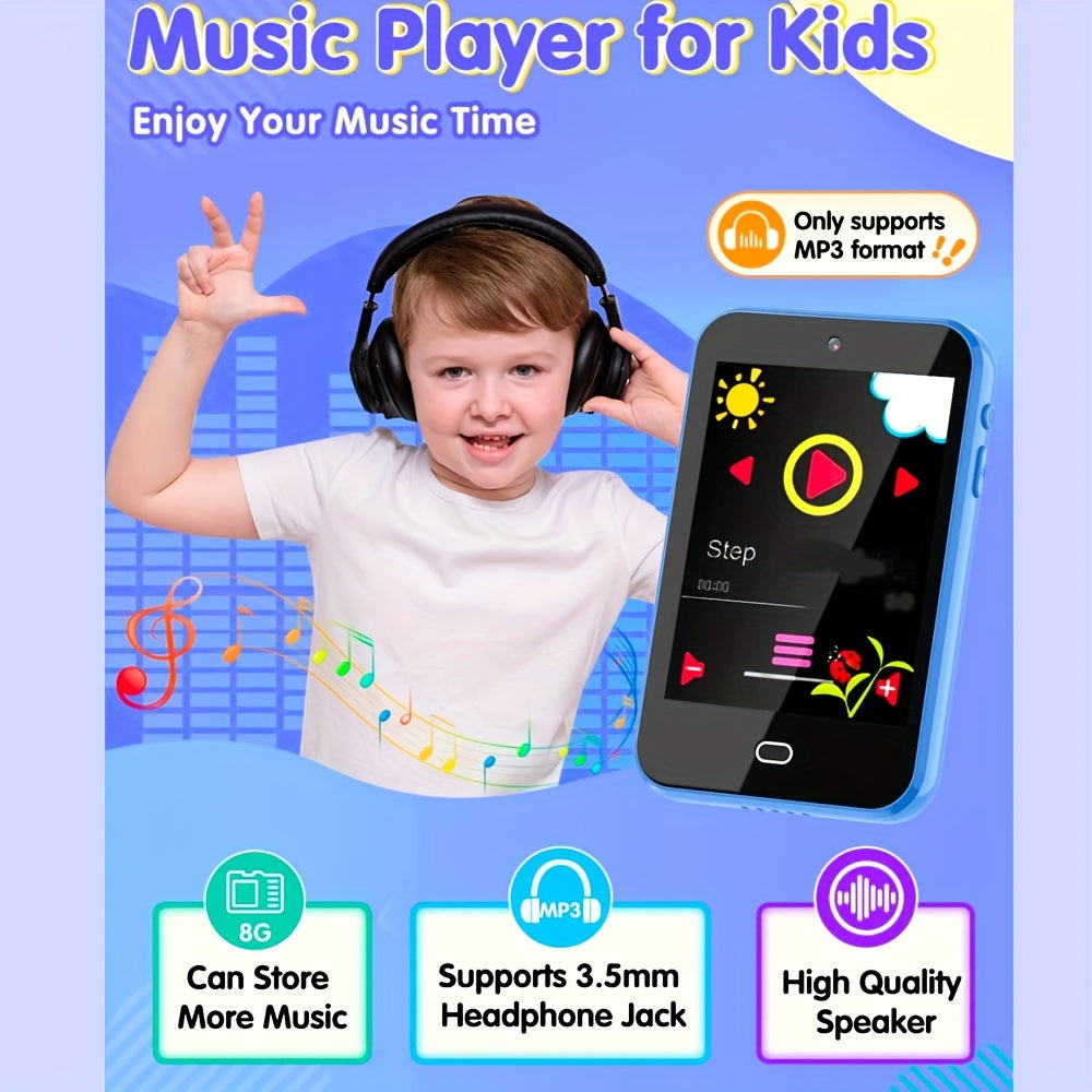 Kids Smart Phone Toys For Kids Gifts,Music Player With Dual Cameras ,28 Puzzle Games, Flashlight Alarm Pedometer Stories Sight Words Learning Toys For 3-12 Year Old Boys And Girls Gift With 8G SD Card