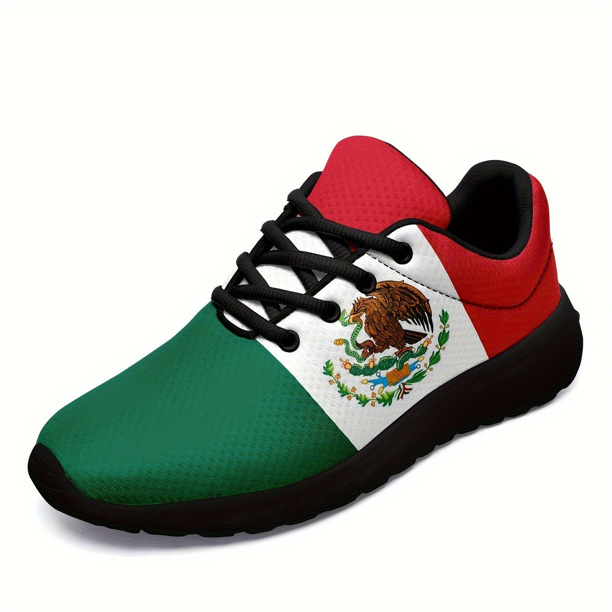 Zapatillas de deporte de moda del patrón de la bandera nacional de México de los hombres del tamaño más, suela suave ocasional cómoda del resbalón no atan para arriba los zapatos para las actividades al aire libre de los hombres