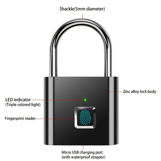 Smart Fingerprint Padlock: Unlock Your Door with a Touch of Your Thumb!